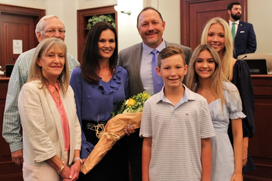 Randy Robbins and his family. (Sandra Sadek/Community Impact Newspaper)