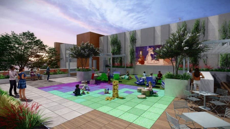 The library will have a rooftop garden that can be used for programs, activities and community events, such as movie nights. (Rendering courtesy city of Round Rock)