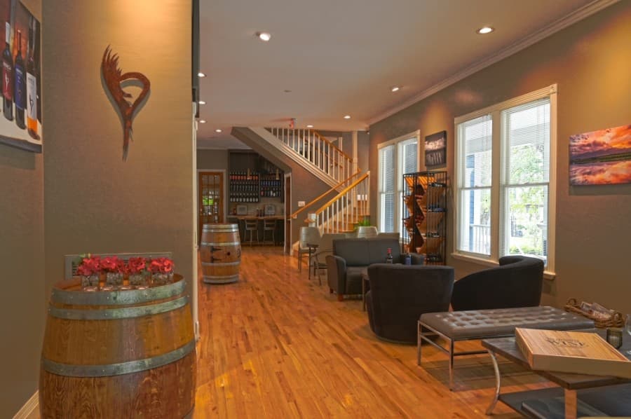 A smaller spirit-tasting room is located under the stairs leading to the second floor. (Courtesy SERCA Wines)
