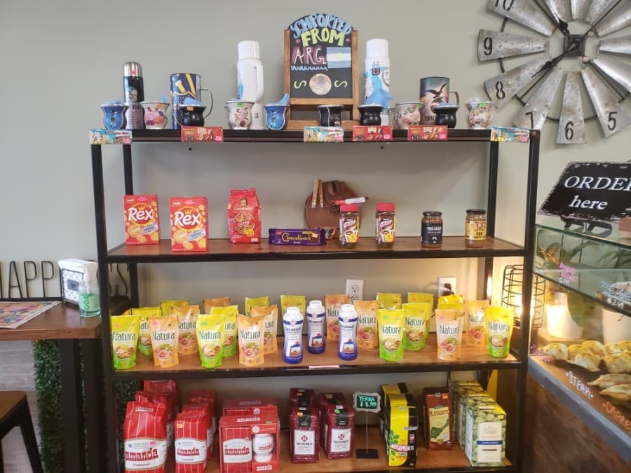shelf with grocery items