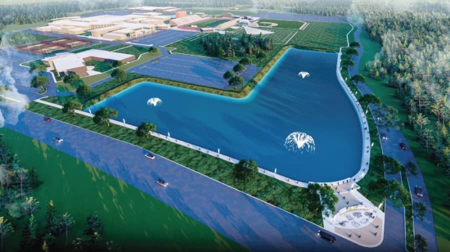 The basin will service all four schools at the intersection, including Humble High School, the incoming $8.98 million Guy M. Sconzo Early College High School and Humble Middle School and Lakeland Elementary School. (Courtesy Humble ISD)
