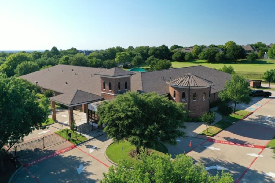 overhead view of school building