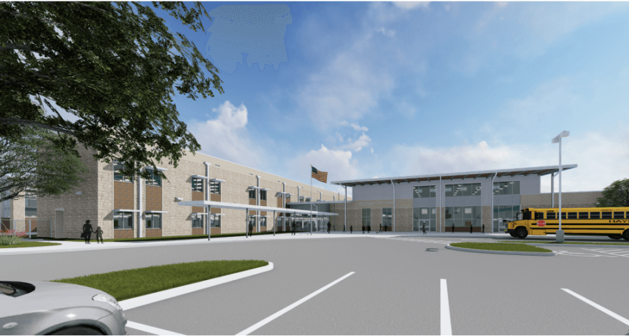 The new Hays CISD elementary school in Buda's Sunfield development is expected to welcome its first students in the 2022 fall semester. (Rendering courtesy Hays CISD)