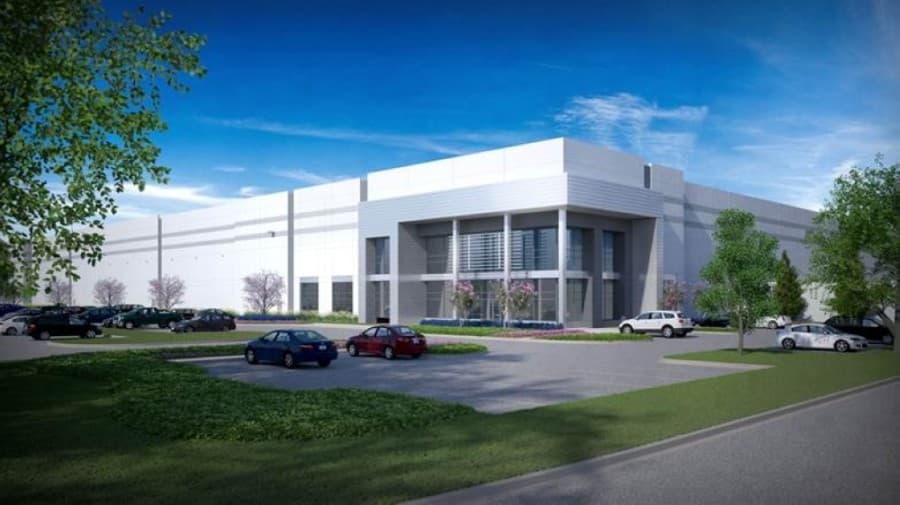 A rendering of an industrial building
