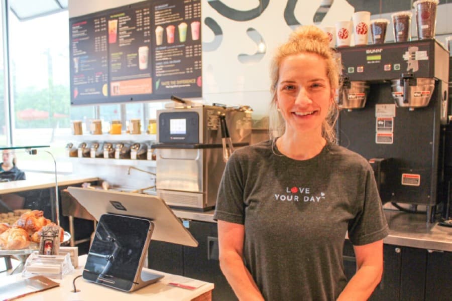 Heather Martin opened Sweetwaters Coffee & Tea in March 2020. (Anna Lotz/Community Impact Newspaper)