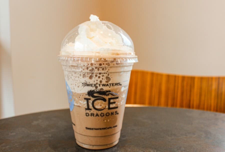 The Mocha Ice Dragon ($5-$5.50) is a blend of chocolate, espresso, whip cream and ice. (Anna Lotz/Community Impact Newspaper)