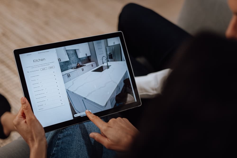 interior design interface on tablet