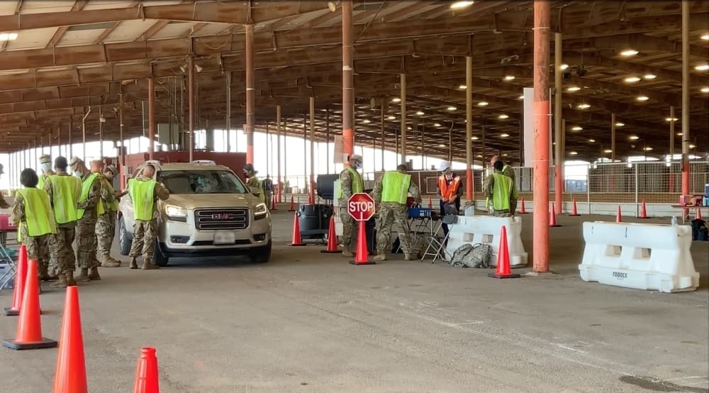 The drive-thru vaccination site at the Travis County Exposition Center has been open select weekends. (Courtesy Travis County)
