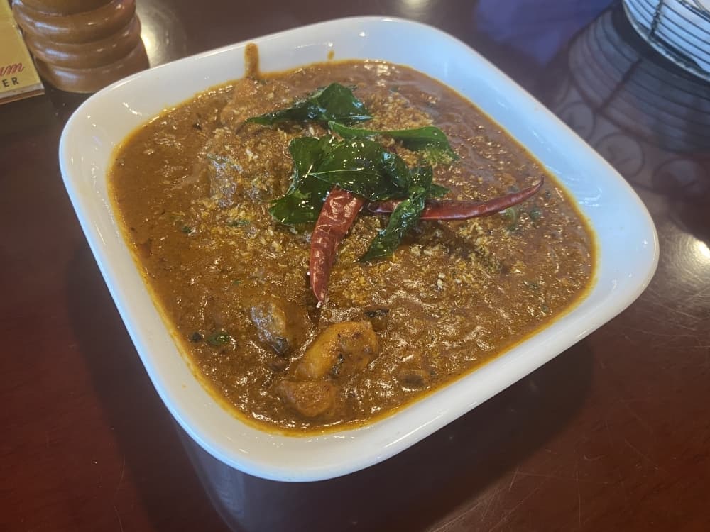 Chicken Chettinad: blend of spices, chicken and coconut milk, $12.99 (Brian Rash/Community Impact Newspaper)
