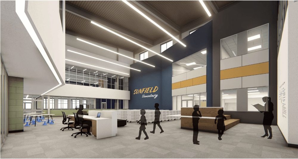 The new Hays CISD elementary school in Buda's Sunfield development is expected to welcome its first students in the fall 2022 semester. (Rendering courtesy Hays CISD)