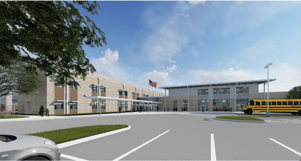 The new Hays CISD elementary school in Buda's Sunfield development is expected to welcome its first students in the fall 2022 semester. (Rendering courtesy Hays CISD)