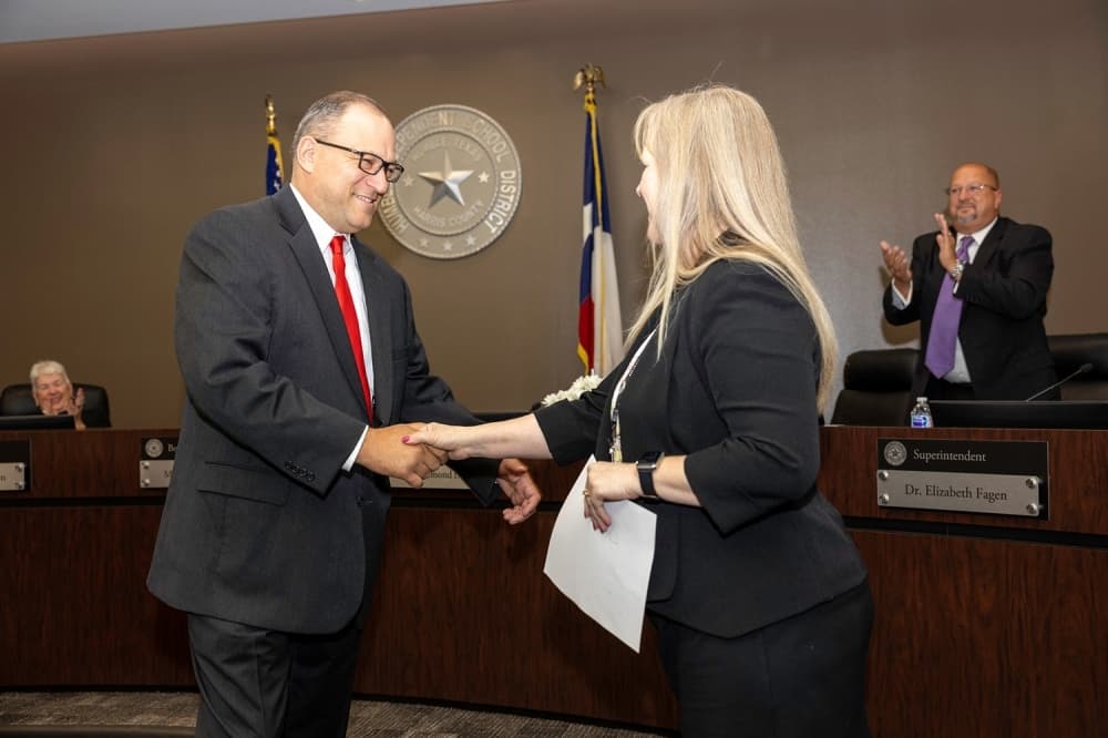 Newcomer Ken Kirchhofer took his oath of office for Humble ISD board of trustees Position 4 on June 8. (Courtesy Humble ISD)