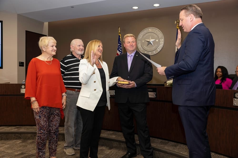 Newcomer Chris Parker took her oath of office for Humble ISD board of trustees Position 3 on June 8. (Courtesy Humble ISD)