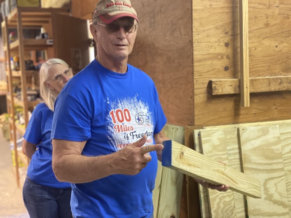 Gary Strunk, forefront, and his wife Nancy Strunk have been volunteering with the Texas Ramp Project since 2014. (Brian Rash/Community Impact Newspaper)