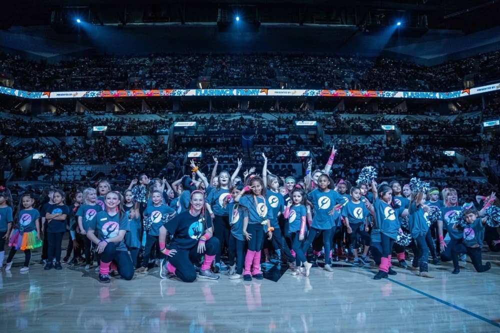 Tippi Toes students perform during halftime at San Antonio Spurs game. (Courtesy Hill Country Tippi Toes Dance Studio)