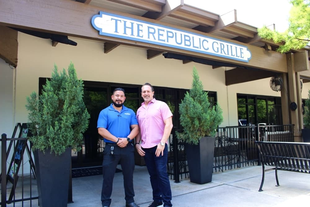 From left: Director of Operations Jair Galloso and Terry McBurney opened the restaurant together. (Ally Bolender/Community Impact Newspaper)