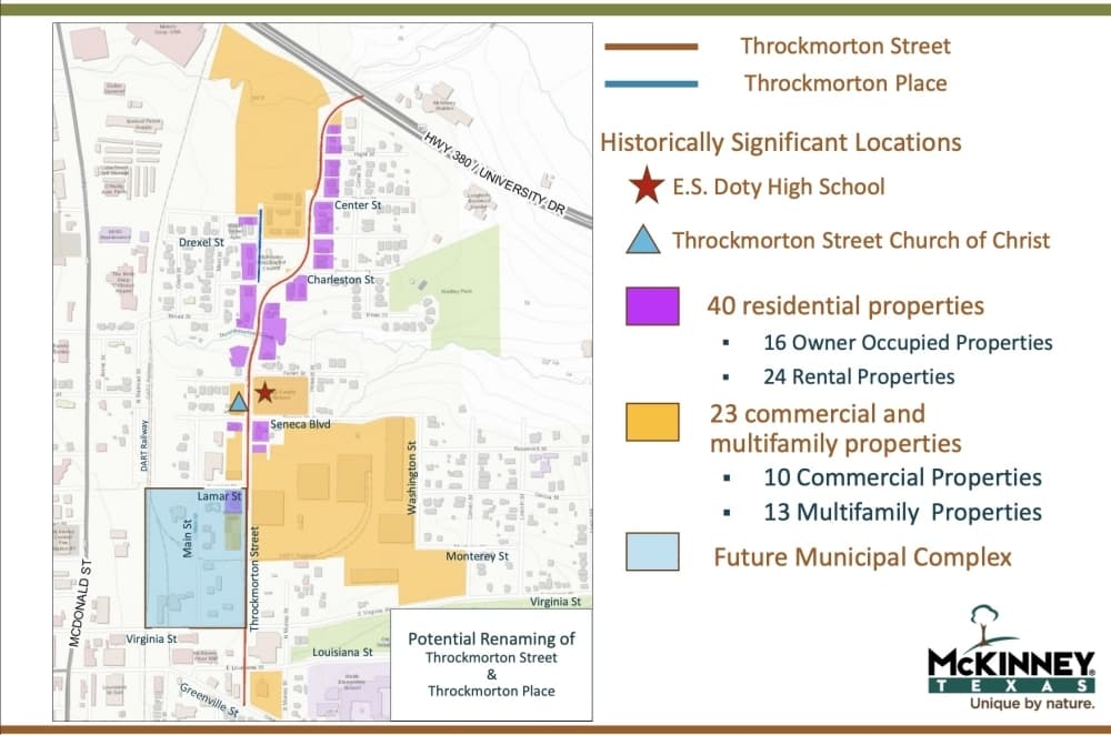 McKinney City Council considers steps to rename Throckmorton Street and Throckmorton Place