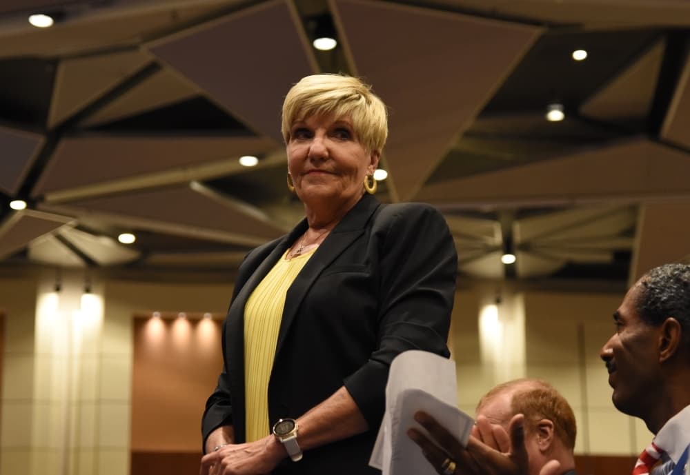 Former Fort Worth Mayor Betsy Price was recognized during new Mayor Mattie Parker's speech. (Steven Ryzewski/Community Impact Newspaper)