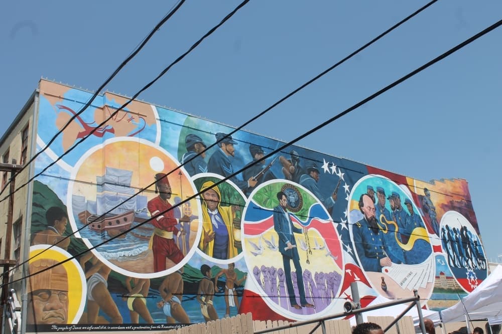 The mural spans across 5,000 square feet. (Colleen Ferguson/Community Impact Newspaper)