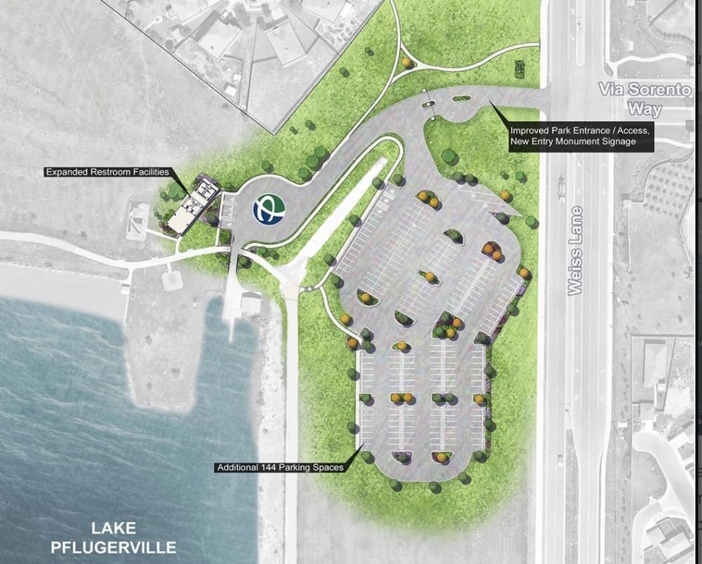 Upcoming construction at Lake Pflugerville includes full closure of north parking lot for 6 months