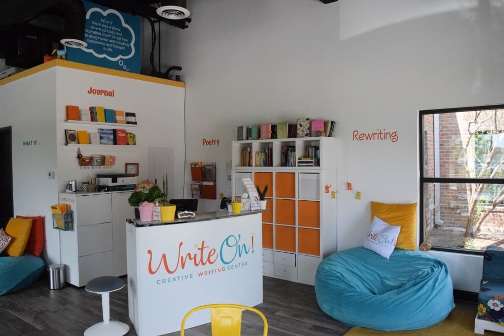 The design of Write On! Creative Writing Center is meant to be inspiring and optimistic with bright colors and open windows, Rice said. (Matt Payne/Community Impact Newspaper)