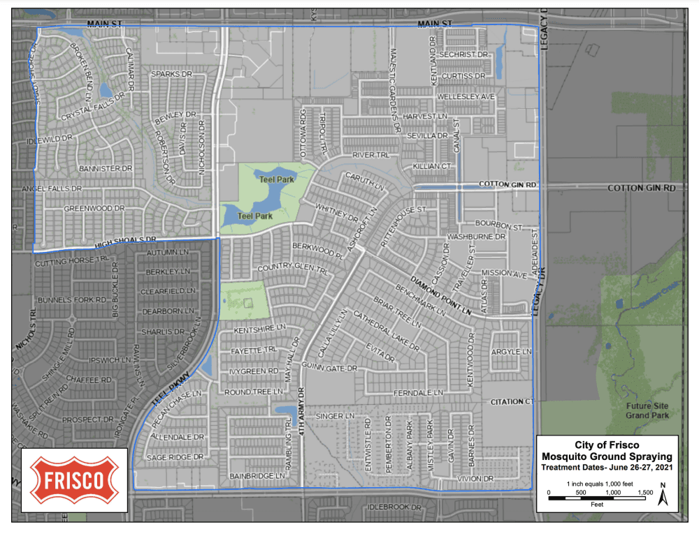 Frisco spraying for mosquitoes near Copper Point Lane