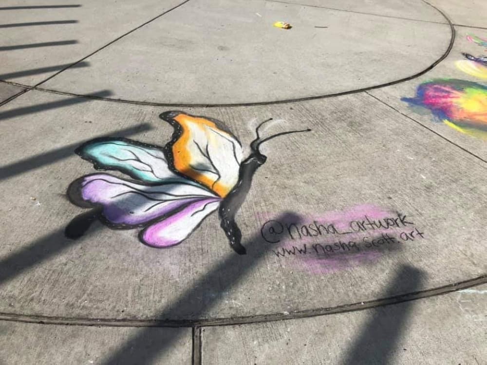 Chalk art drawings adorned the pavement at Northshore Park after the event. (Courtesy The Woodlands Coalition for Equality)