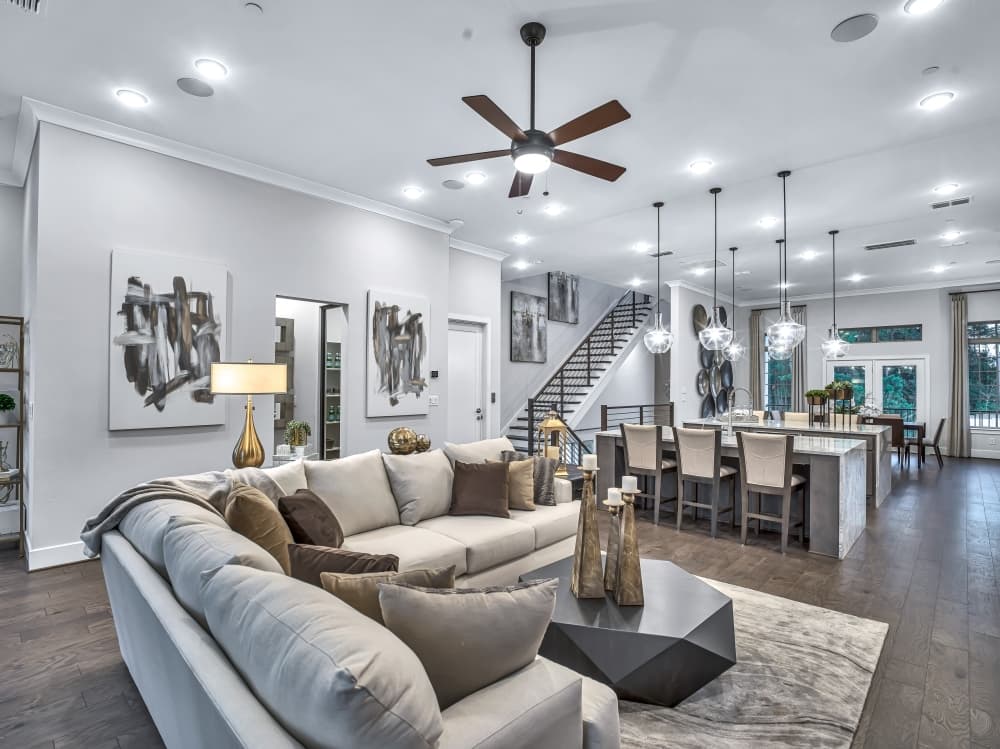 Living spaces in the VUE Collection are built with an open-concept design to integrate dining and living room areas. (Photos courtesy Taylor Morrison)