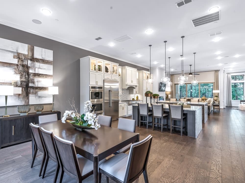 Custom-built homes include living and dining areas arranged according to the buyer’s specifications. Each floor of the homes can be customized with a variety of arrangements. (Photos courtesy Taylor Morrison)
