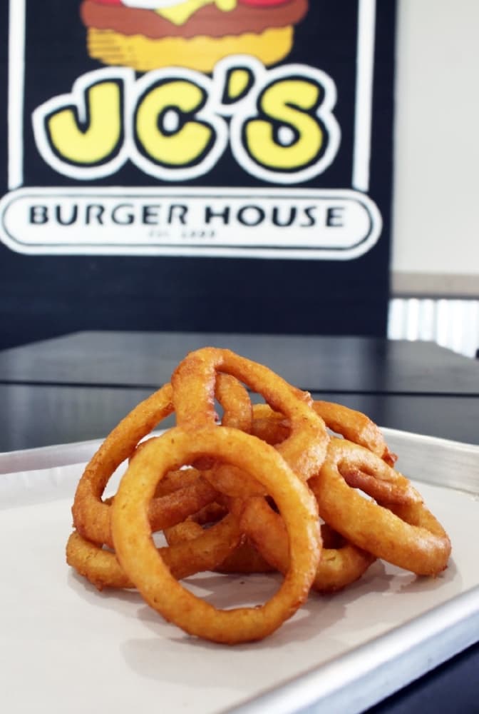 Onion rings ($3.49) are a popular side option. (Karen Chaney/Community Impact Newspaper)