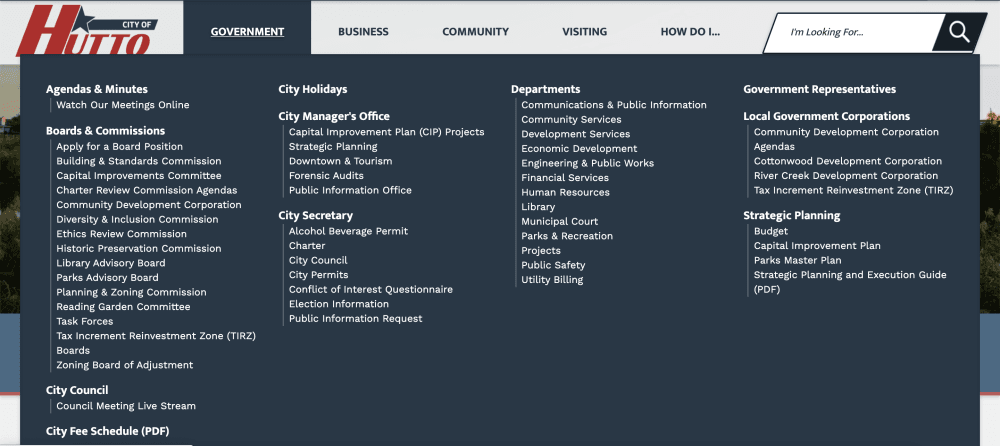 With more drop-down options, the new format is intended to make finding items easier. (Courtesy city of Hutto)