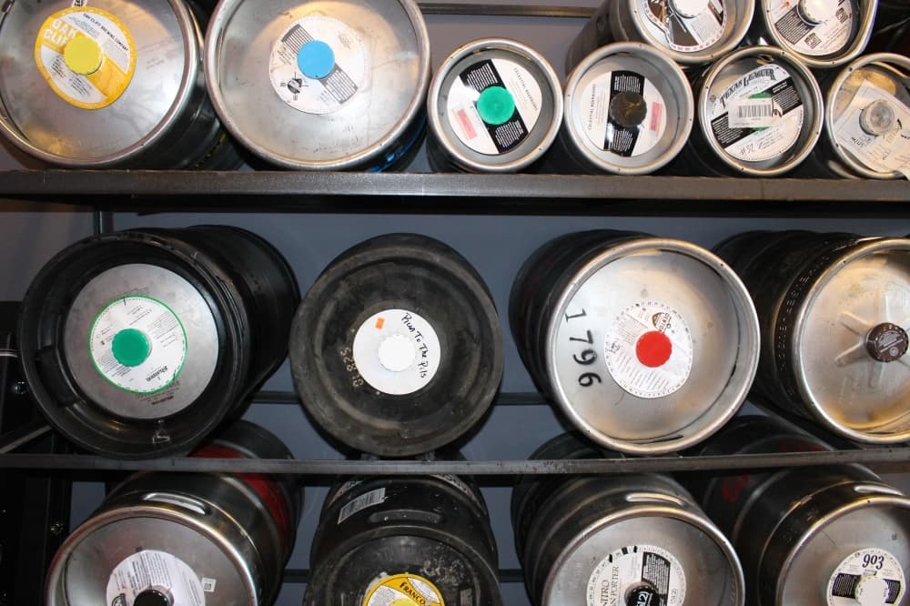 Susan Elbedeiwy, co-owner of Guitars & Growlers, said the restaurant changes about five to six kegs per week. (Brooklynn Cooper/Community Impact Newspaper)