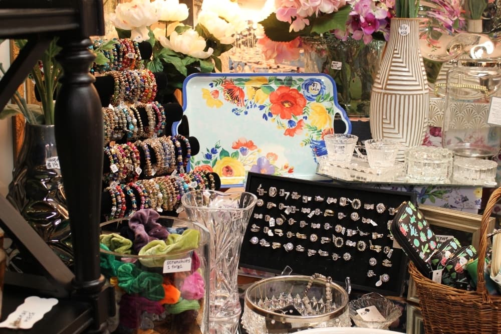 Some dealers at KT Antiques sell homemade jewelry. 