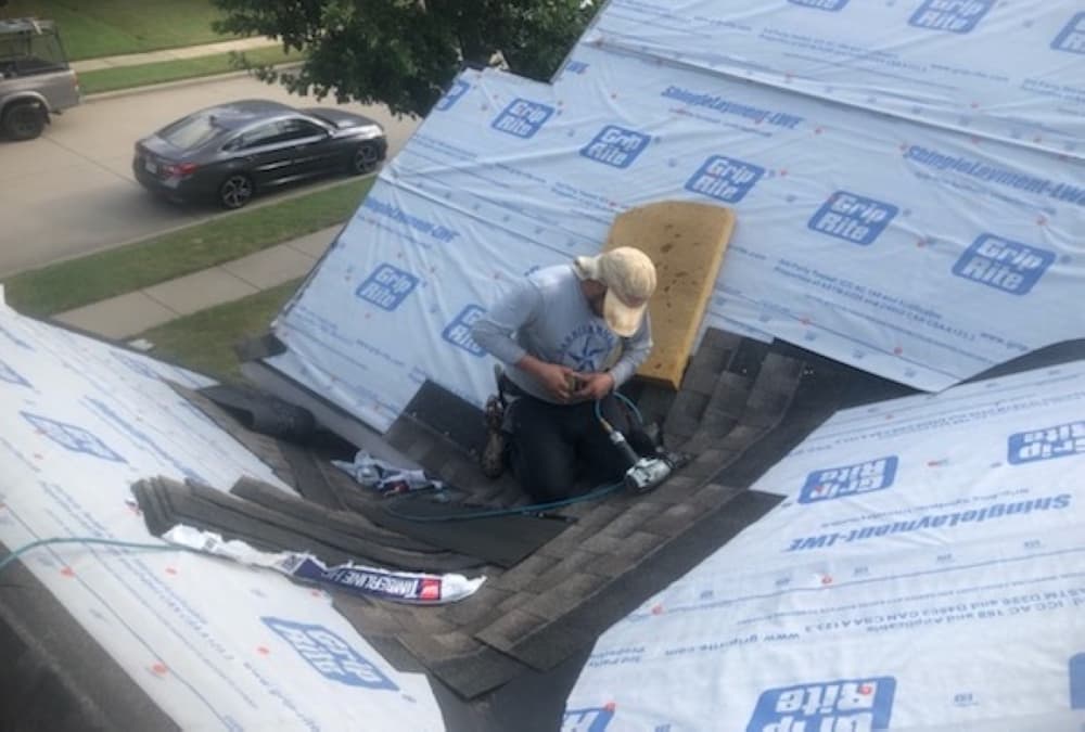 Person on a roof.