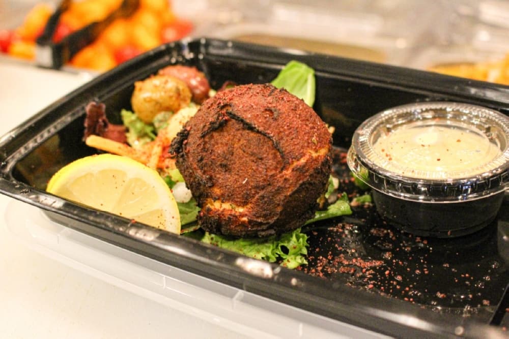 The restaurant offers small plates known as “bites,” such as roasted red pepper falafel served with tahini ($4). (Chandler France/Community Impact Newspaper)