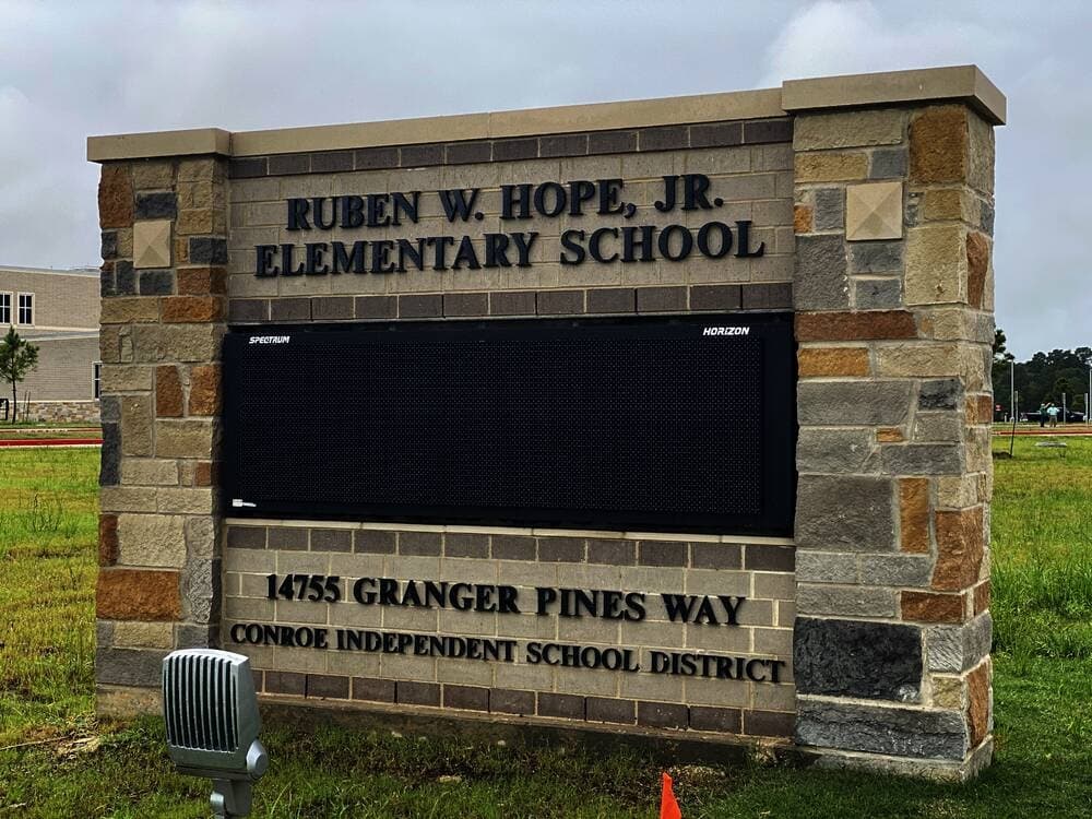 The school was named after Ruben W. Hope, Jr., a former state representative and board trustee. (Ally Bolender/Community Impact Newspaper)