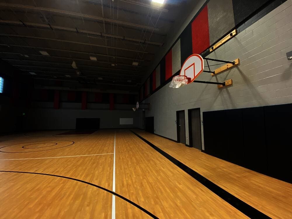 The gymnasium at Hope Elementary has all new equipment and six basketball hoops. (Ally Bolender/Community Impact Newspaper)
