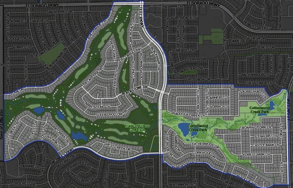 Areas around the Trails of Frisco Golf Club and Cottonwood Creek Park and Trail will see spraying: Shaddock Estates, Heather Ridge Estates, The Fairways and The Trails and Country Club at the Trails. (Courtesy city of Frisco)