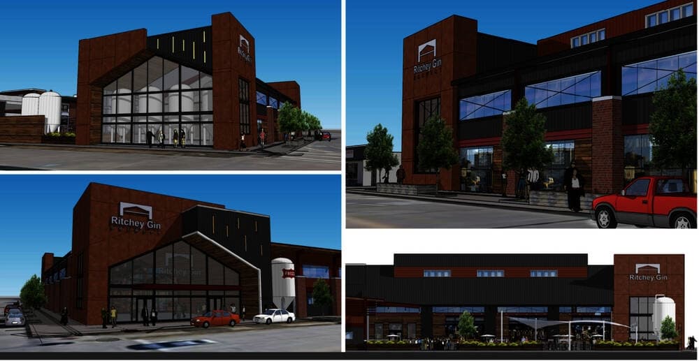 Plans for the Ritchey Gin building on First Street now call for a 12,000- to 15,000-square-foot brewery. (Courtesy Nack Development and Cross Architects)
