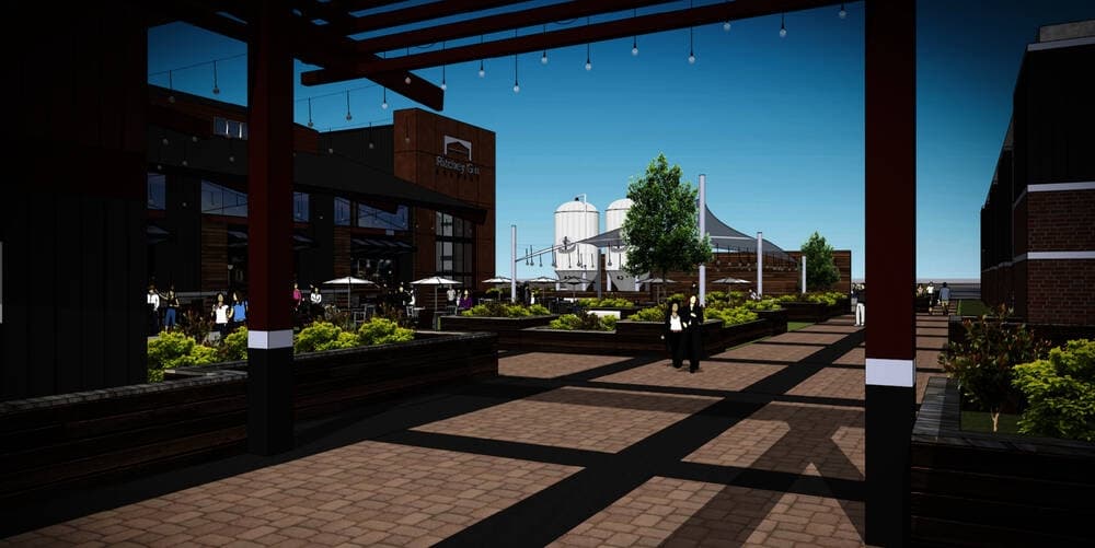 Plans for the Ritchey Gin building on First Street now call for a 12,000- to 15,000-square-foot brewery. (Courtesy Nack Development and Cross Architects)