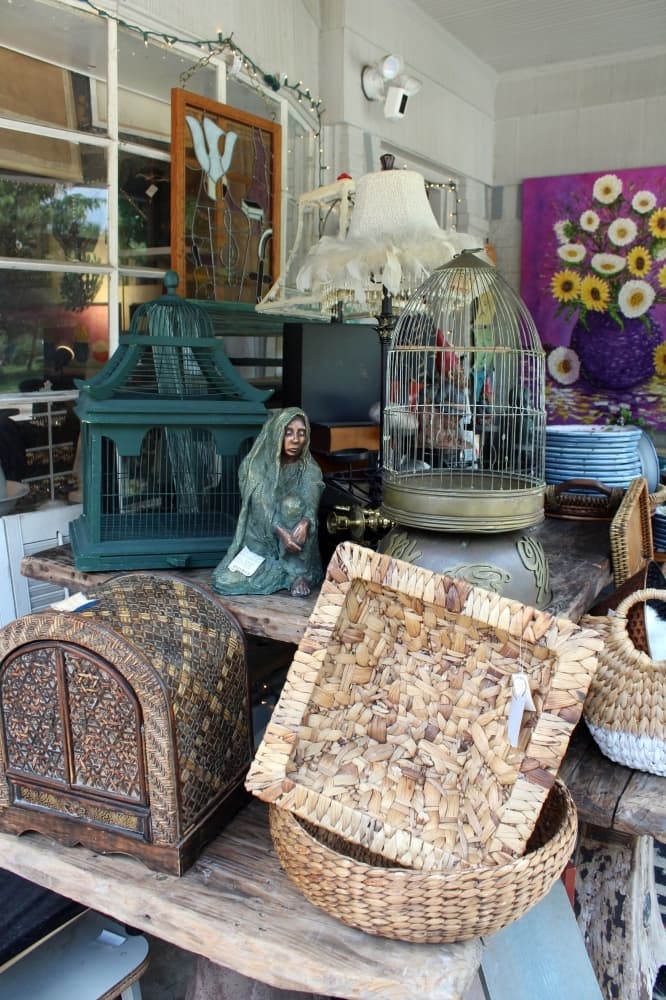 Because of the nature of a consignment store, inventory staging is in steady flux. Items on their front patio serve as a magnet to first time customers. (Karen Chaney/Community Impact Newspaper)