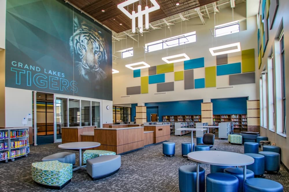 Grand Lakes Junior High School, located at 20247 Cypress Rosehill Road, Tomball, opened with a ribbon cutting Aug. 6. The school is the district's fourth junior high campus. (Courtesy Lockwood, Andrews & Newnam Inc.)