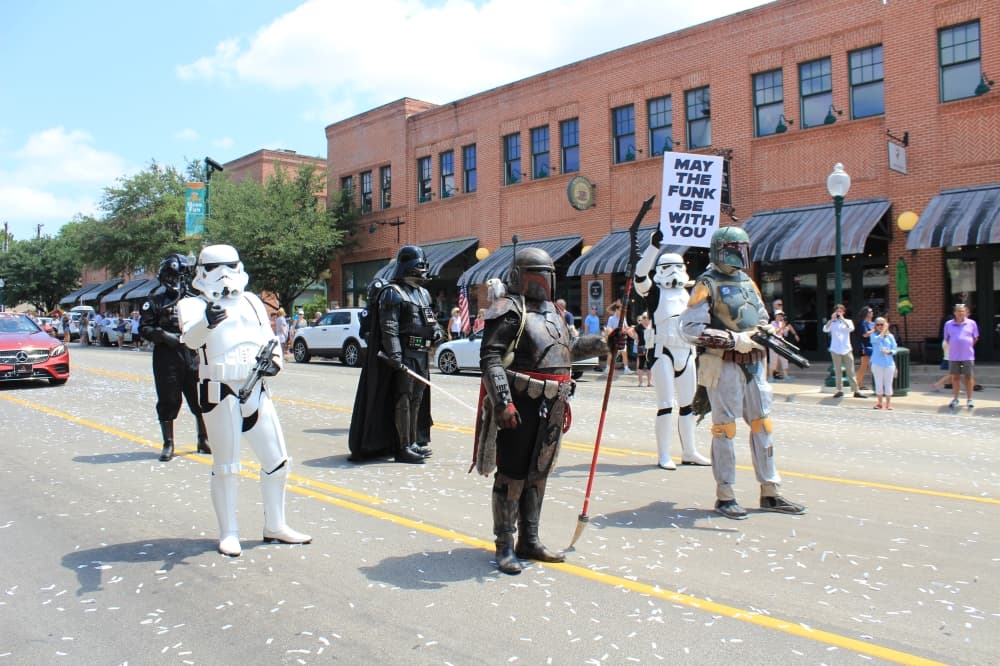 The 501st Legion, an international fan-based Star Wars organization, marched behind Wally Funk during the Aug. 7 parade. (Sandra Sadek/Community Impact Newspaper)
