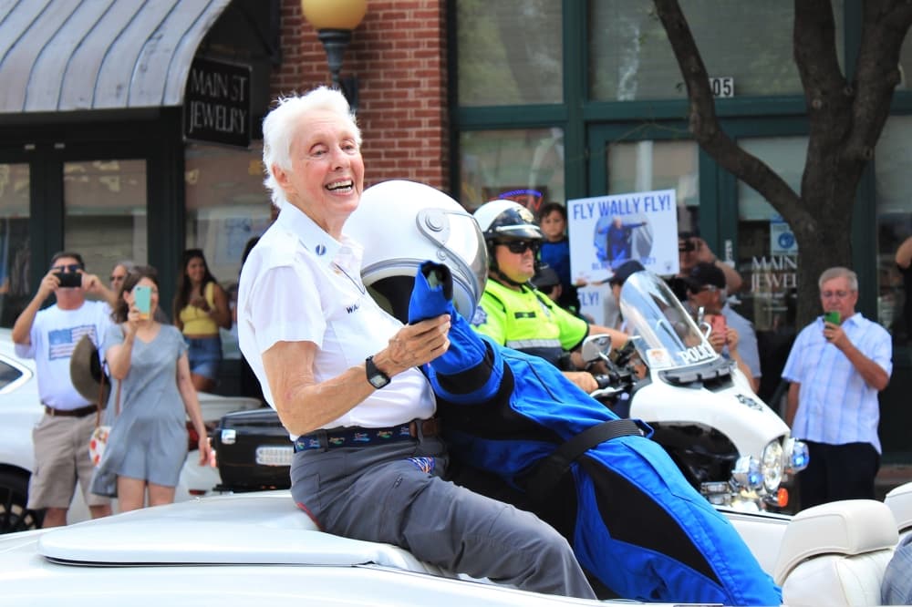 Wally Funk, the oldest woman to go to space, was celebrated as a hometown and American hero in Grapevine on Aug. 7. (Sandra Sadek/Community Impact Newspaper)