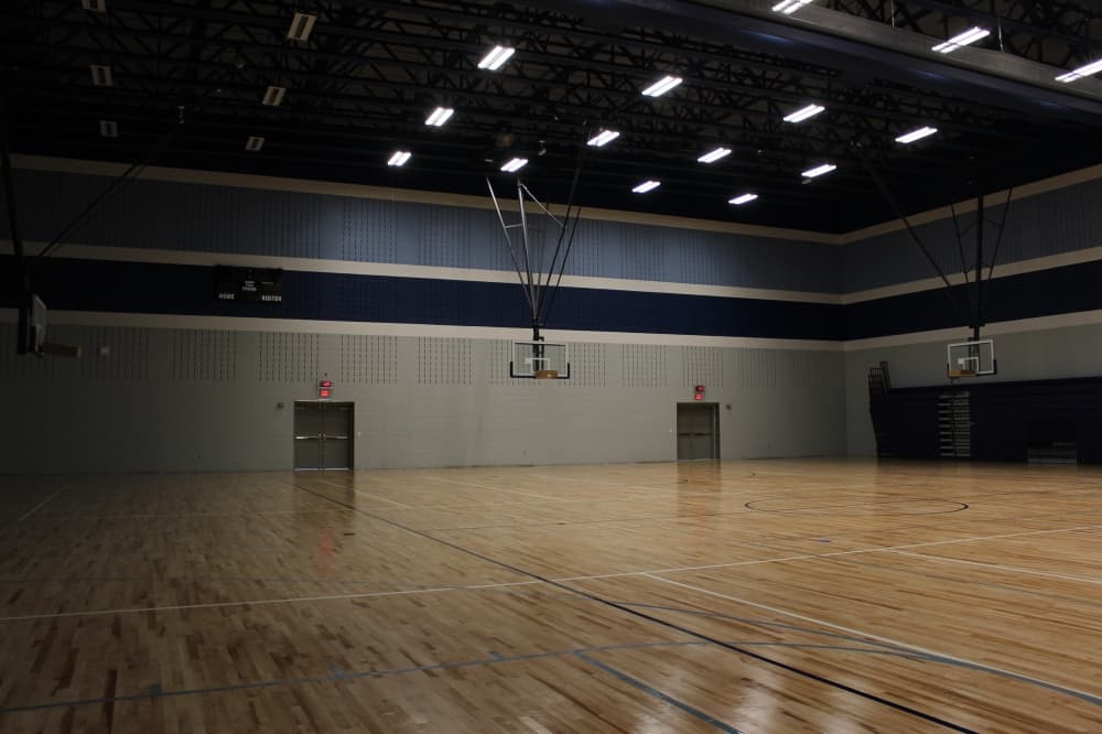 This backup gym can also serve as a storm shelter for Emerson High School students and staff. (Miranda Jaimes/Community Impact Newspaper)