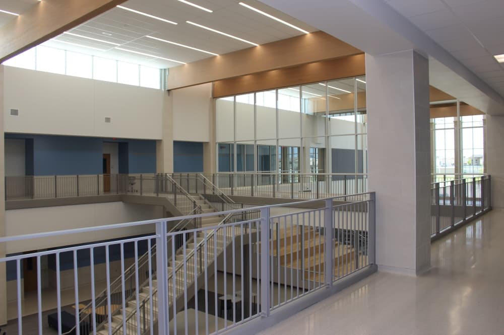 Extended views of the library can be seen through the school's second floor. (Miranda Jaimes/Community Impact Newspaper)