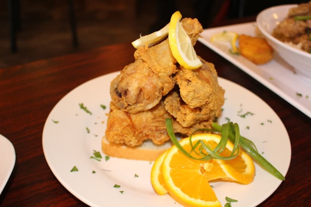 The traditional style, homemade fried chicken ($12.99) comes with two sides. (Ally Bolender/Community Impact Newspaper)