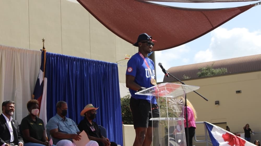 man at podium