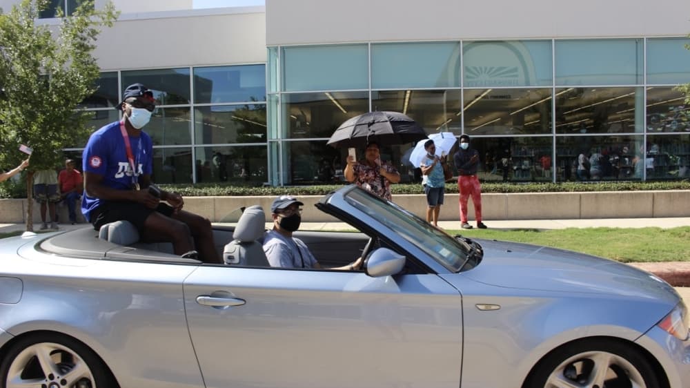 man in car