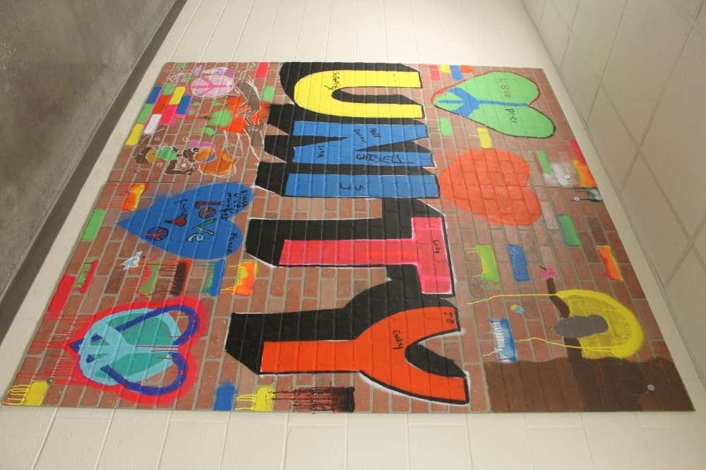 Clients have helped fill the Pasadena facility with color, including through the Unity mural. (Colleen Ferguson/Community Impact Newspaper)